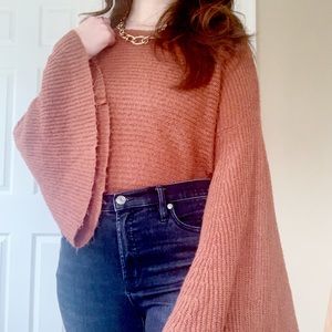 Bell-Sleeve Burnt Orange Sweater